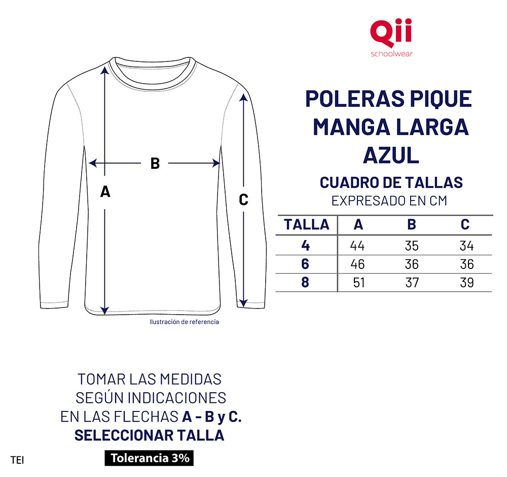 POLERA PIQUÉ NIÑO PG-PK-K MANGA LARGA TEI