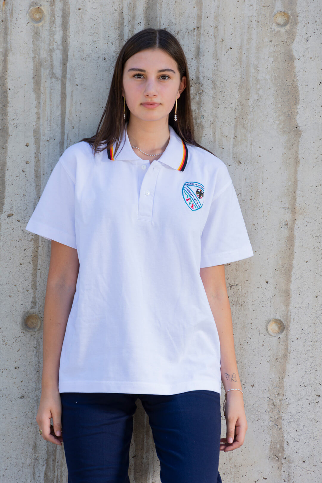 POLERA PIQUE BLANCA MANGA CORTA DSTM