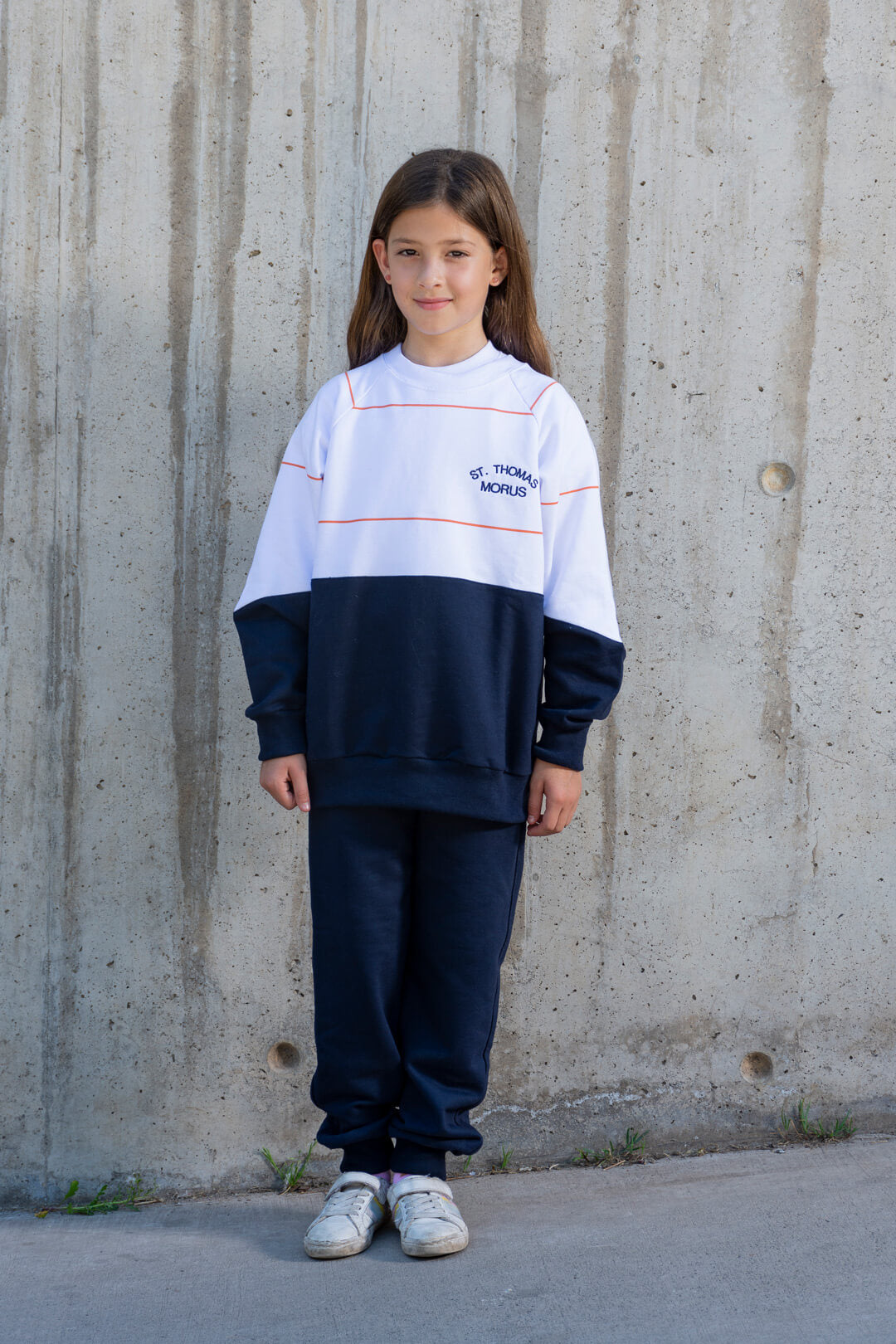 POLERON BUZO BLANCO LINEA NARANJA DSTM