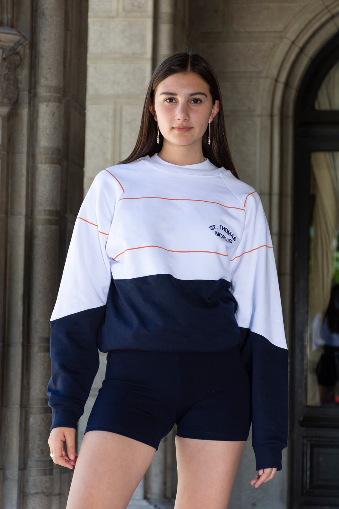 POLERON BUZO BLANCO LINEA NARANJA DSTM