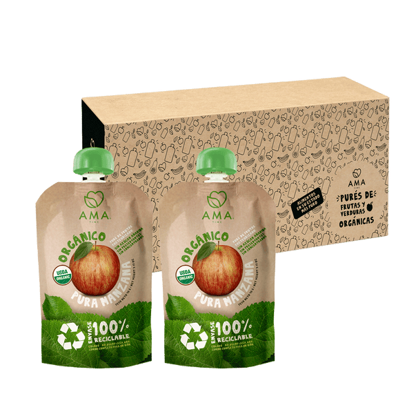 AMA Time Pack 32 unid - Puré Manzana Reciclable 90 grs