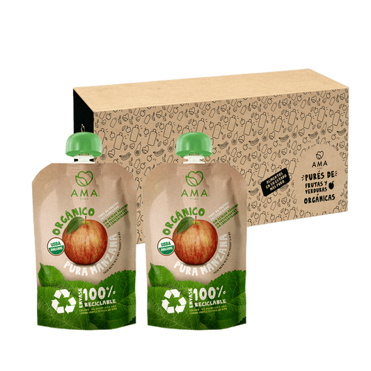 AMA Time Pack 32 unid - Puré Manzana Reciclable 90 grs